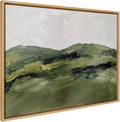 Kate and Laurel Sylvie Green Mountain Landscape Framed Canvas Wall Art by Amy Lighthall; 28x38 Natural; Modern Soft Watercolor Nature Landscape Art for Wall Home Decor