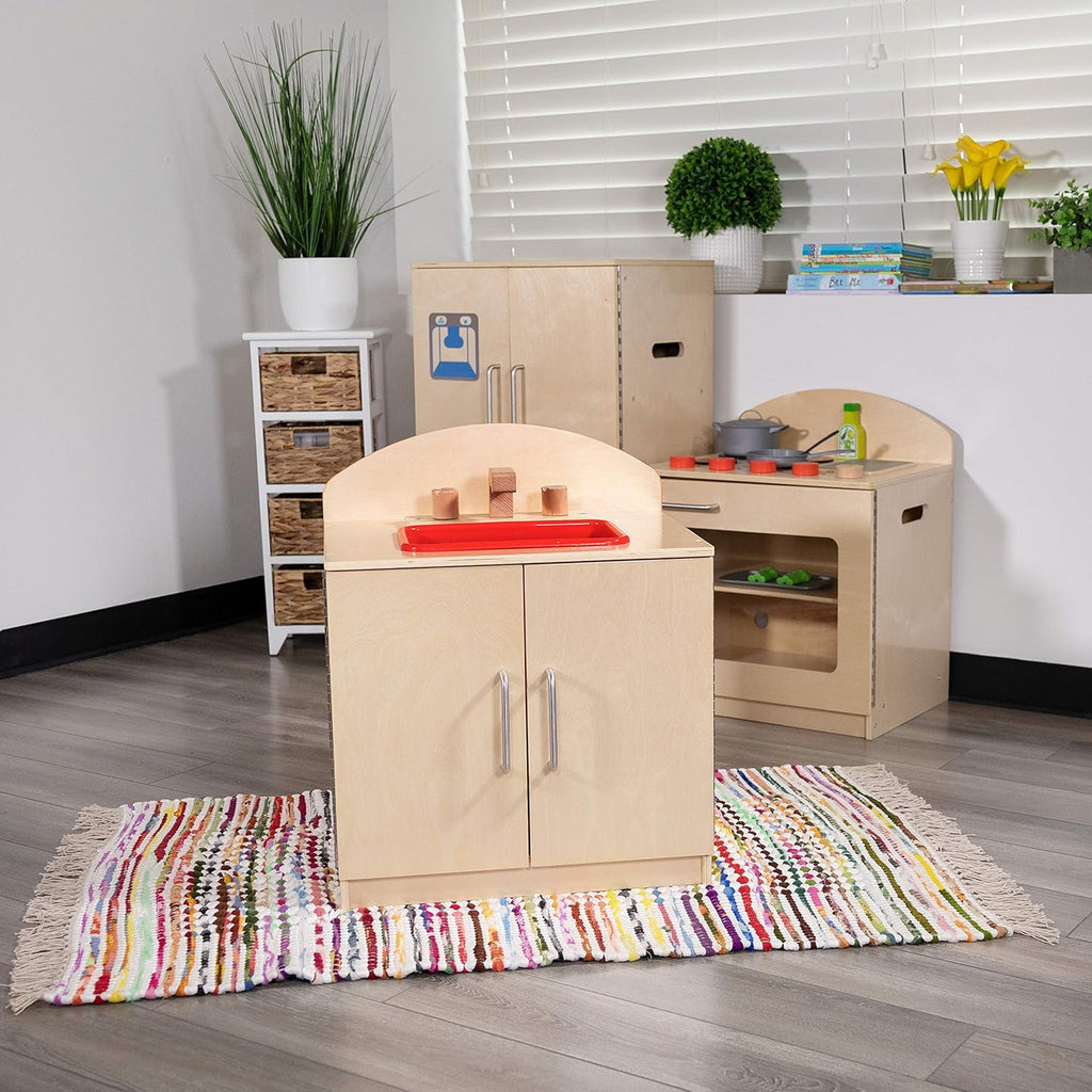 Flash Furniture Hercules Children's Wooden Kitchen Sink for Commercial or Home Use - Safe, Kid Friendly Design
