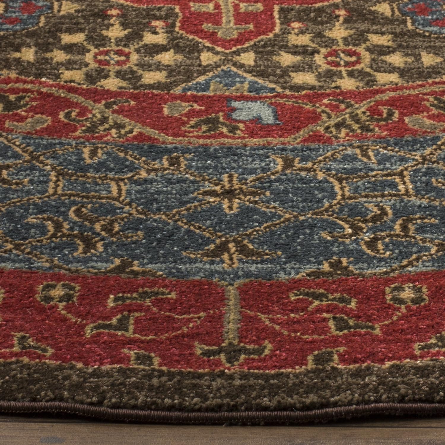 SAFAVIEH Mahal Collection Area Rug - 9' Round, Navy & Red, Traditional Oriental Design, Non-Shedding & Easy Care, Ideal for High Traffic Areas in Living Room, Bedroom (MAH620C)
