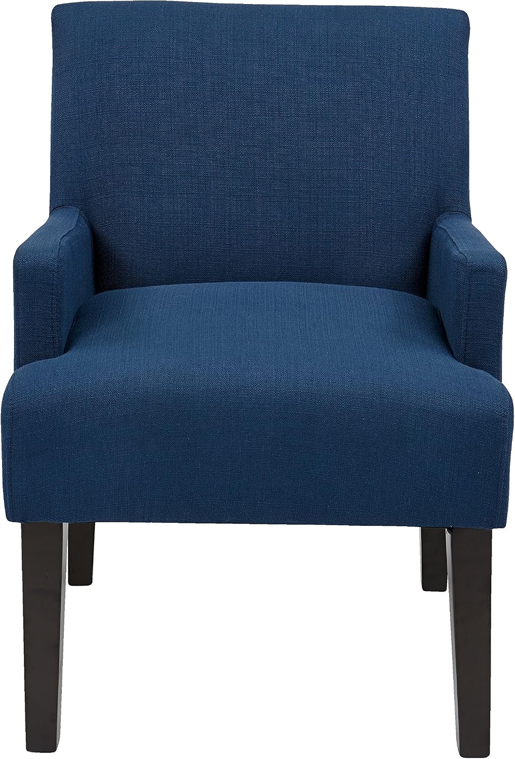 OSP Home Furnishings Main Street Upholstered Guest Chair with Espresso Finish Accents, Woven Indigo Fabric