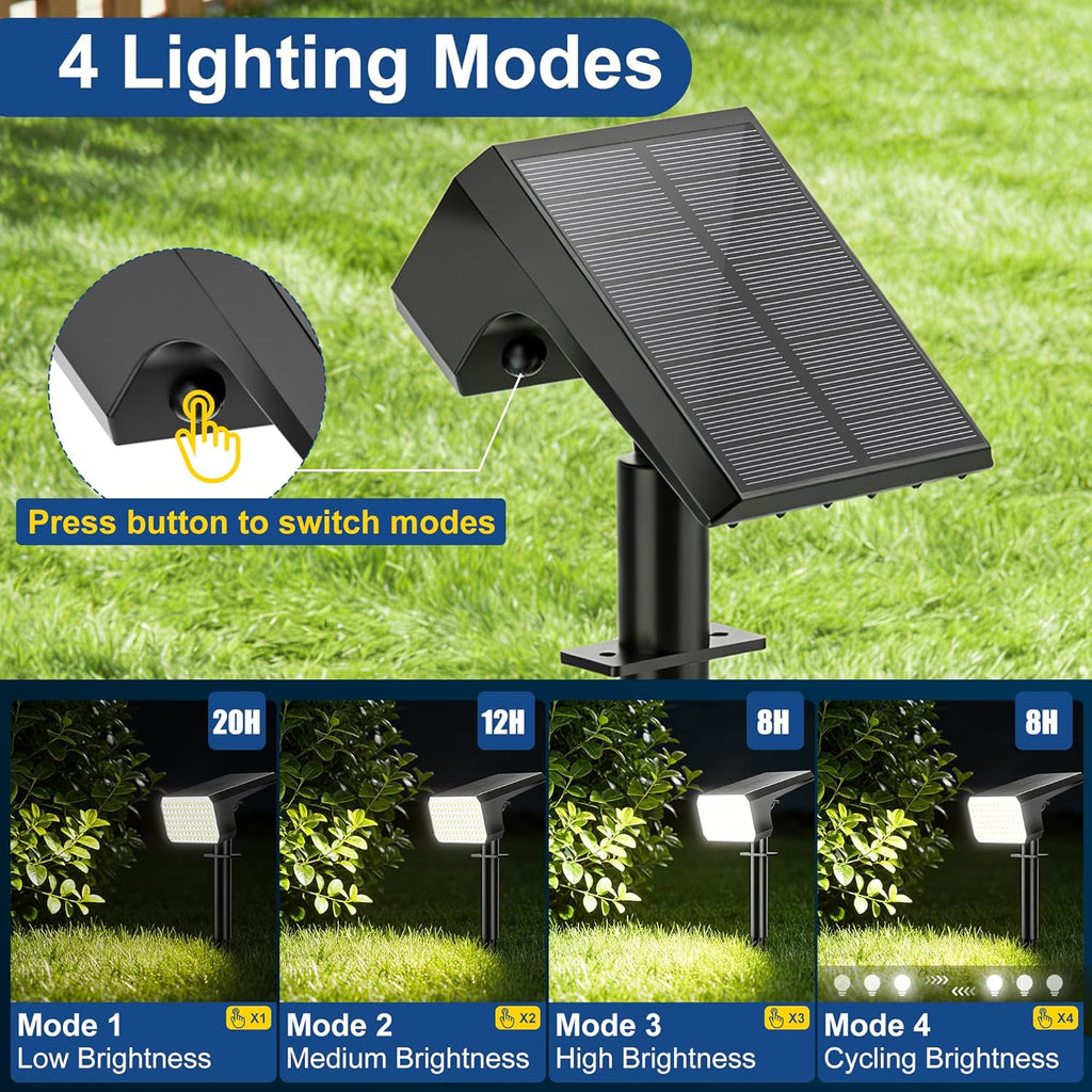 LANSOW Solar Spot Lights Outdoor 90LED 12 Pack Cool White& Solar Lights Outdoor Waterproof 8 Pack Warm White
