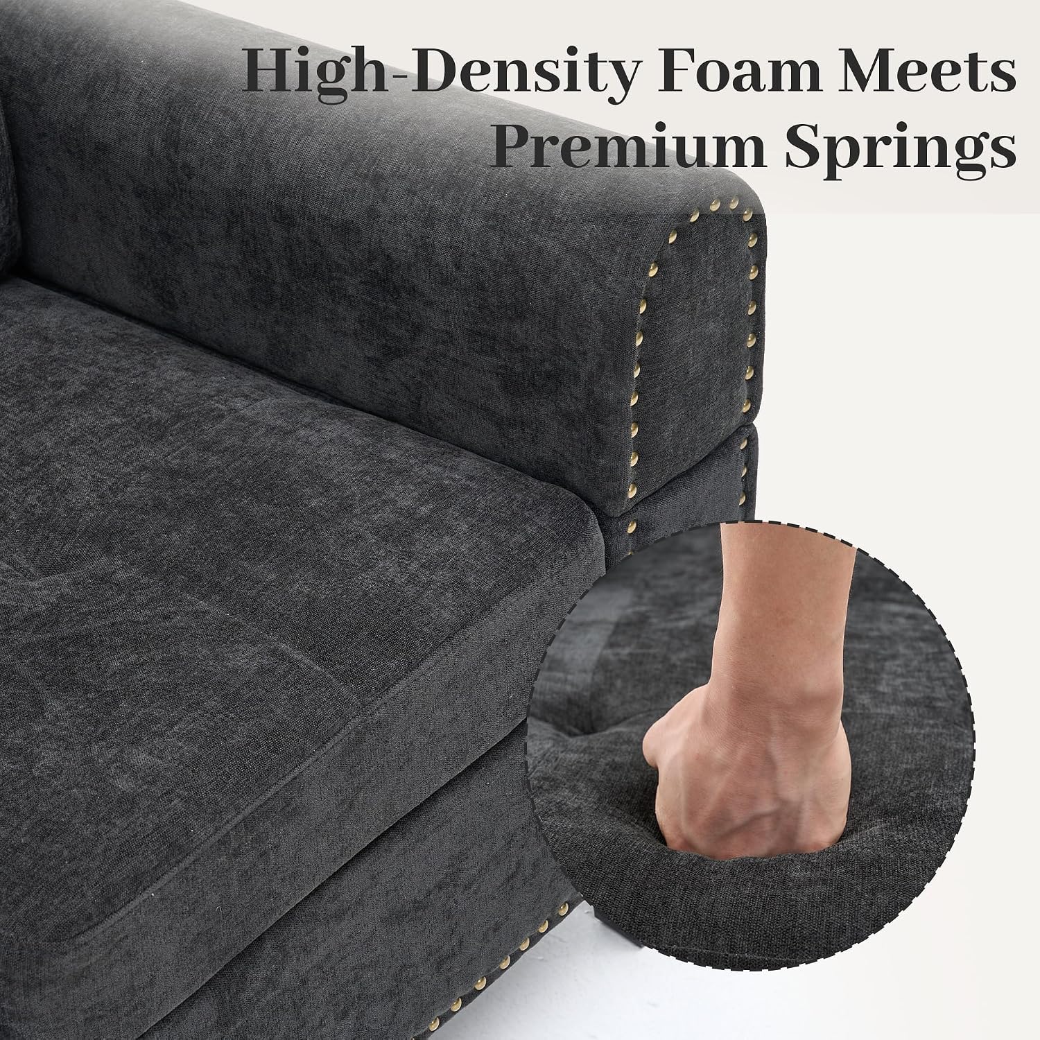 97.5' L Shaped Couches for Living Room, Sectional Couch Living Room Furniture with Storage Ottoman, Modular Sectional Sofa with Movable Chaise for Apartment Office, Black