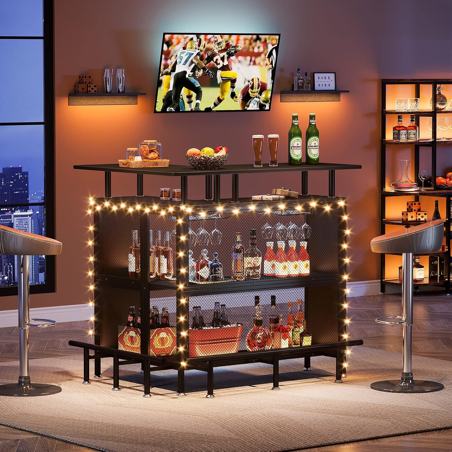 LITTLE TREE Home Bar Unit Mini Liquor Table Cabinet