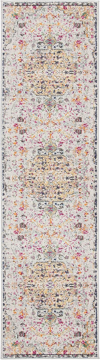 SAFAVIEH Madison Collection Runner Rug - 2'2' x 8', Grey & Gold, Boho Chic Medallion Distressed Design, Non-Shedding & Easy Care, Ideal for High Traffic Areas in Living Room, Bedroom (MAD447G)