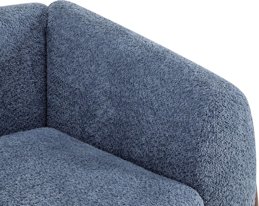 Christopher Knight Home Alma 63' Boucle Loveseat with Wood Legs, 2 Seater Sofa Couches for Living Room, Upholstered Couch Chair, Soft Seating Lounge Sofa Chair, Cozy Loveseat with Armrest, Navy Blue