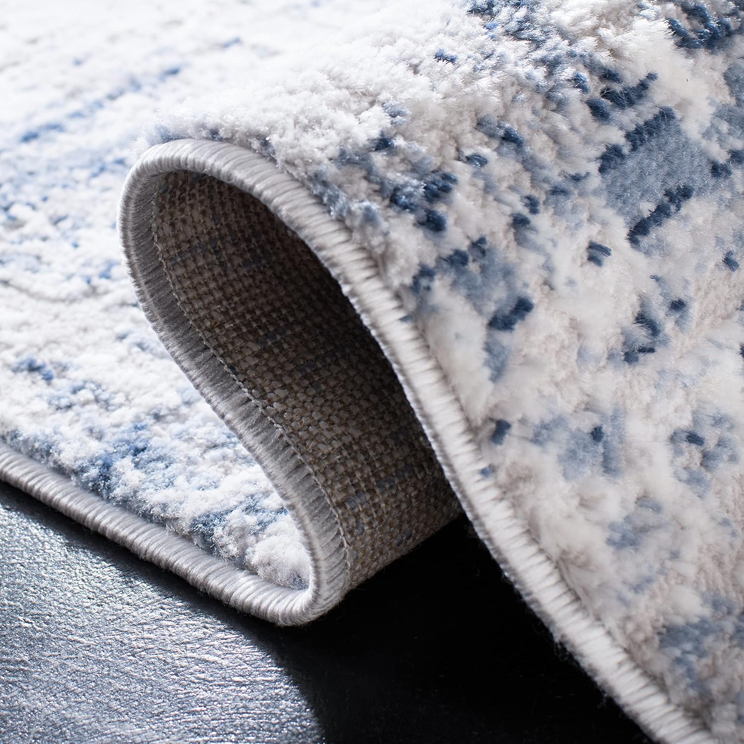 SAFAVIEH Amelia Collection Runner Rug - 2'2' x 6', Blue & Grey, Modern Abstract Distressed Design, Non-Shedding & Easy Care, Ideal for High Traffic Areas in Living Room, Bedroom (ALA786M)
