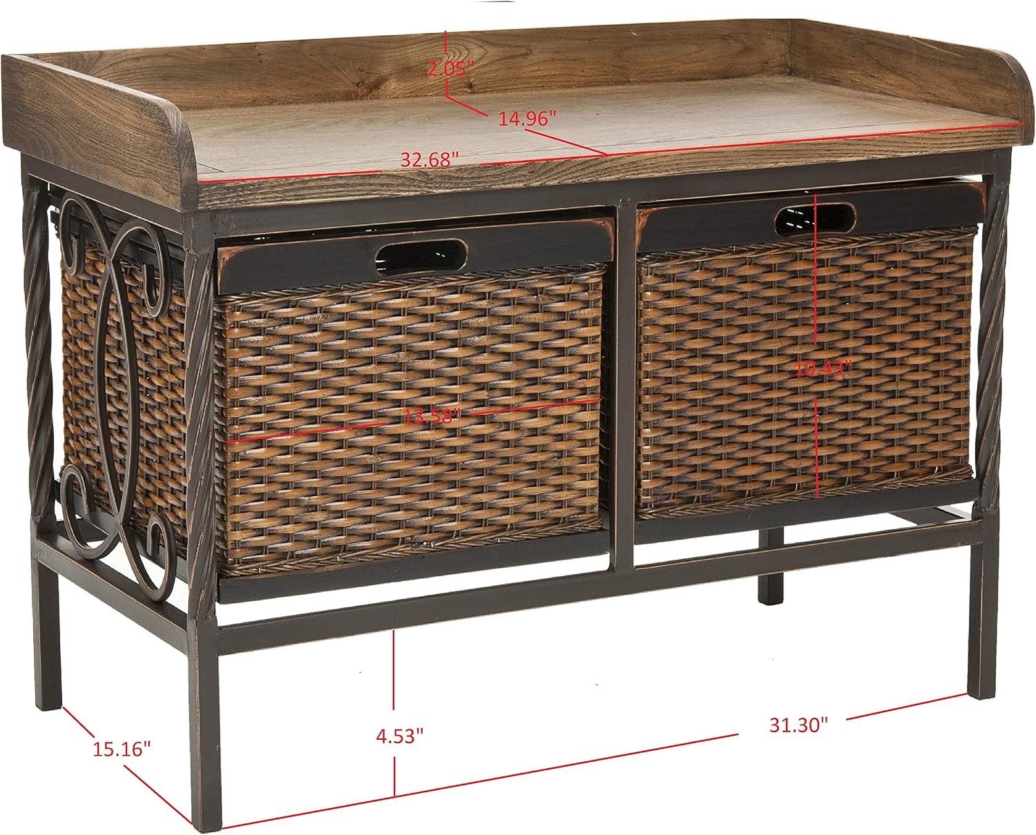 Safavieh American Homes Collection Noah Antiqued Pewter and Oak Storage Bench