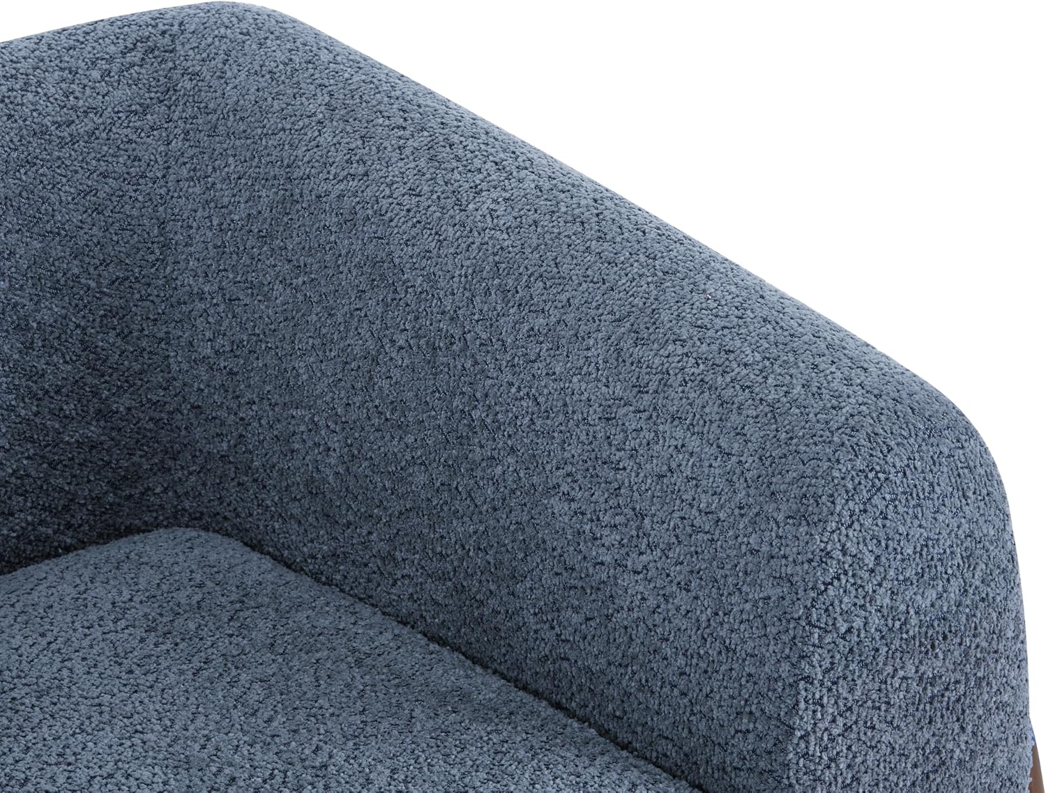 Christopher Knight Home Holly Modern Boucle Fabric Upholstered Club Chair for Living Room, Home Office, Apartment, Relaxing Chair with Removable Cushion and Birch Wood Legs, Blue + Walnut