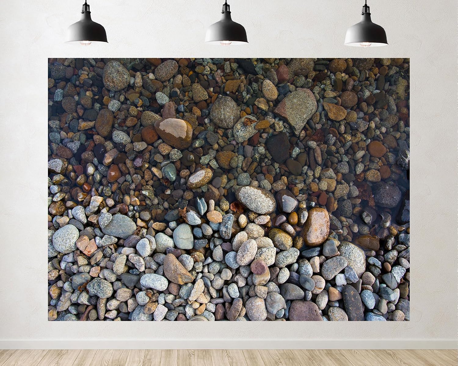 Trykid 20x10ft River Pebble Backdrop with Smooth Stones and Clear Water for Photography Background Wedding Bridal Shower Birthday Party Decoration Photo Booth Prop Fabric