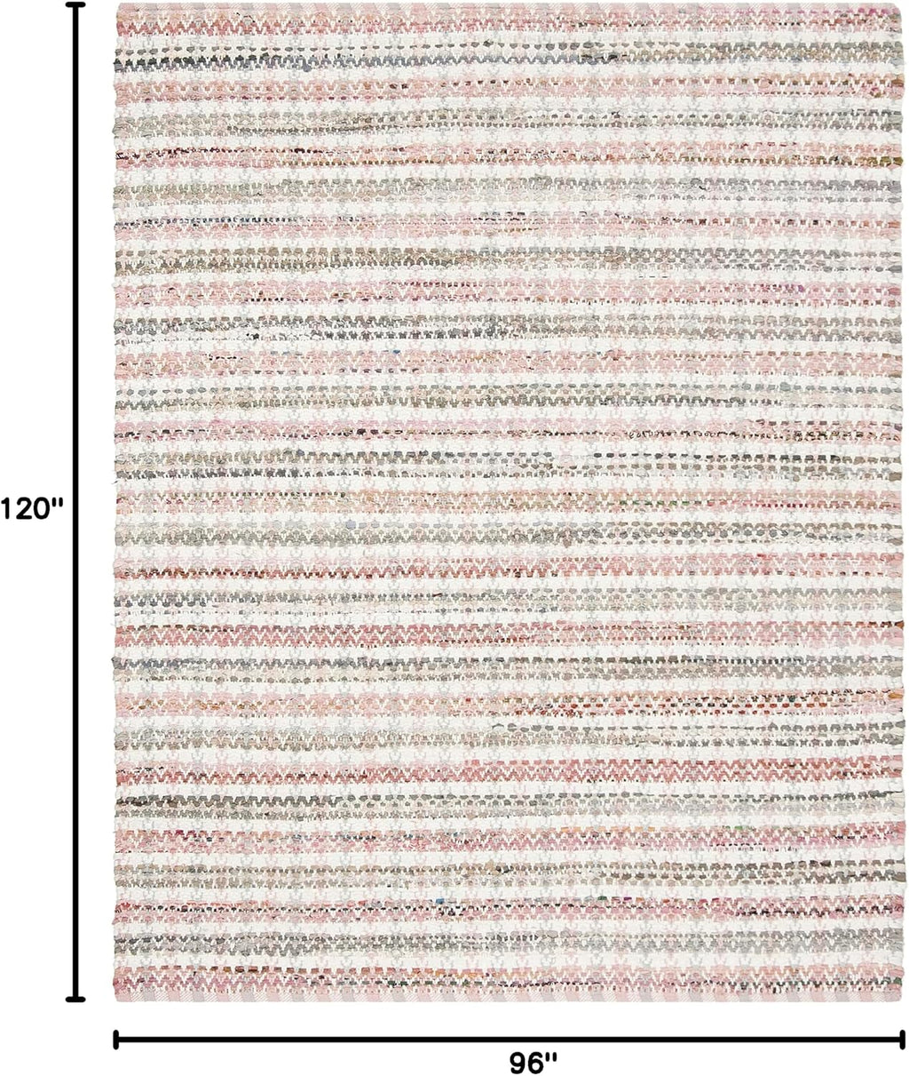 SAFAVIEH Area Rug 8x10 - Montauk Collection - Large - Pink & Multi, Handmade Cotton, Ideal for Living Room, Bedroom, Office, Dining Space (MTK950D)