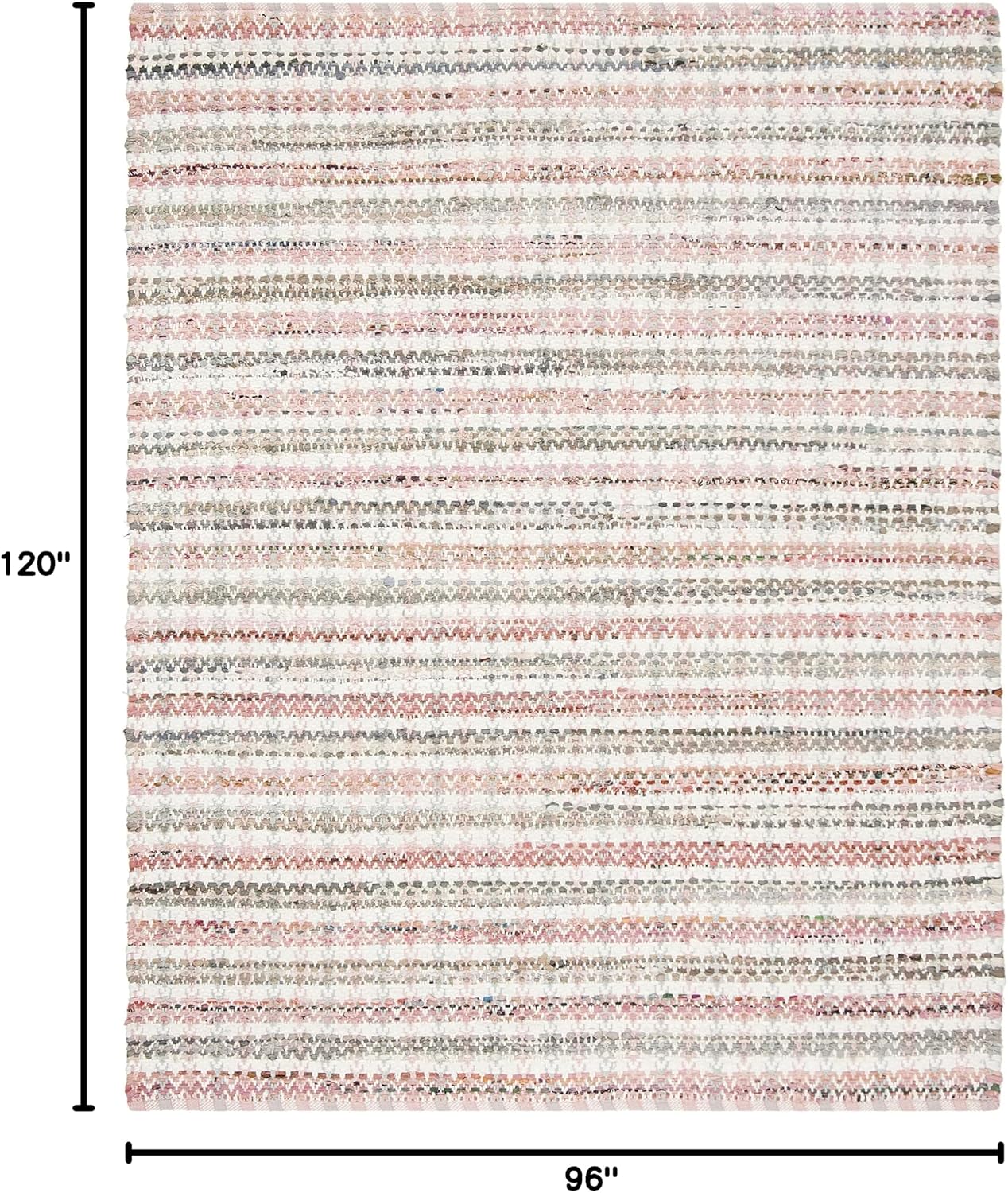 SAFAVIEH Area Rug 8x10 - Montauk Collection - Large - Pink & Multi, Handmade Cotton, Ideal for Living Room, Bedroom, Office, Dining Space (MTK950D)