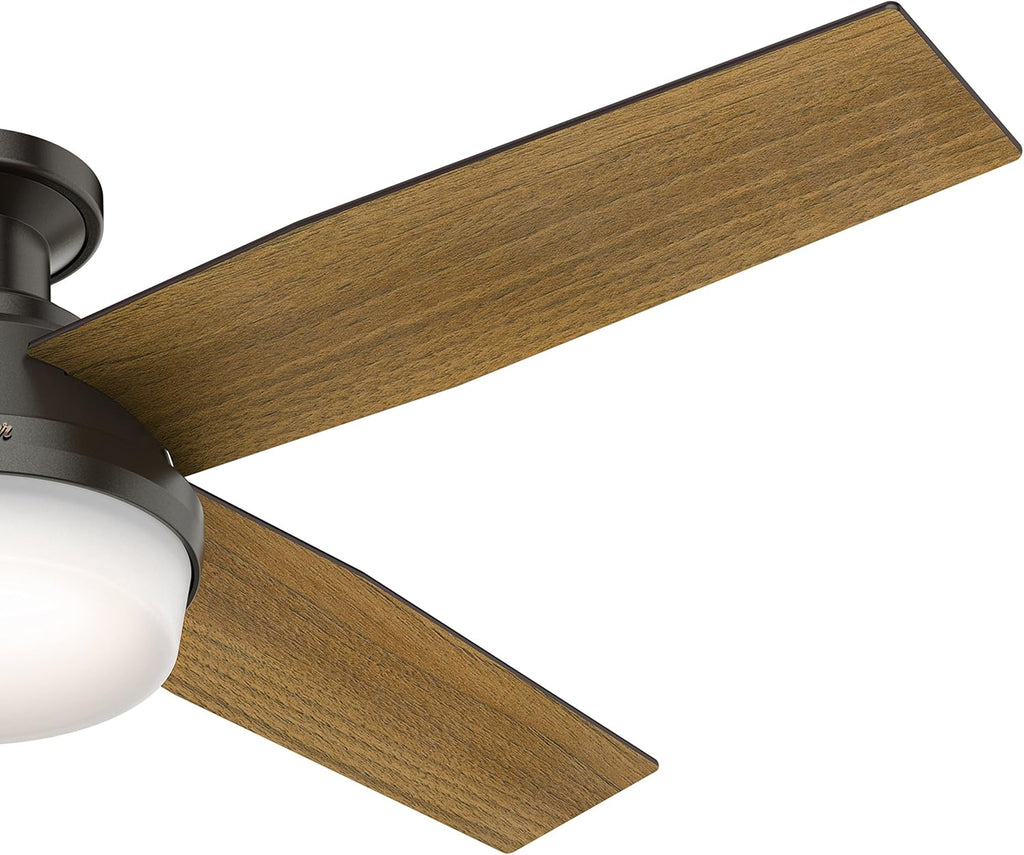 Hunter Fan 52 inch Contemporary Noble Bronze Finish Indoor Ceiling Fan with LED Light Kit and Remote Control (Renewed)