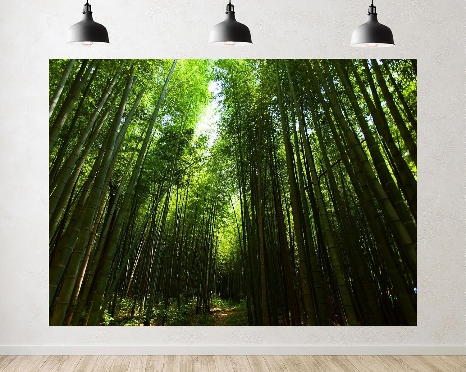 Trykid 20x10ft Tall Green Bamboo Forest Backdrop Sunlit Path Zen Nature Photography Background Wellness Retreat Party Decoration Tapestry Photo Booth Prop Fabric