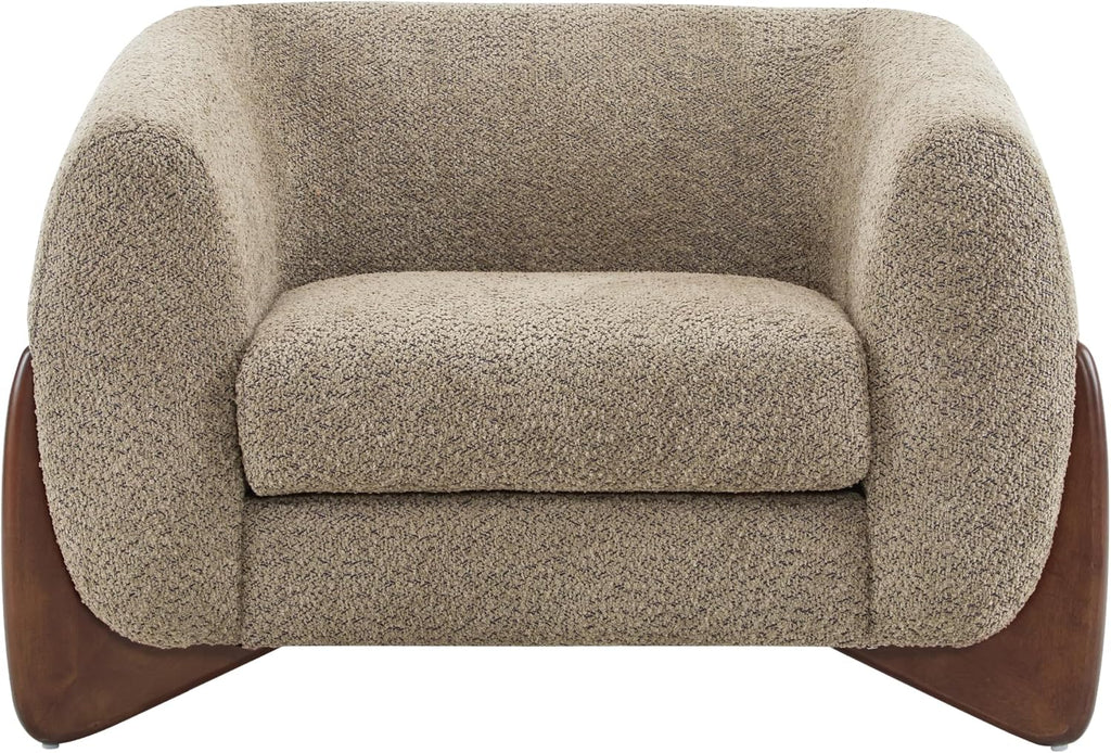 Christopher Knight Home Holly Modern Boucle Fabric Upholstered Club Chair for Living Room, Home Office, Apartment, Relaxing Chair with Removable Cushion and Birch Wood Legs, Light Brown