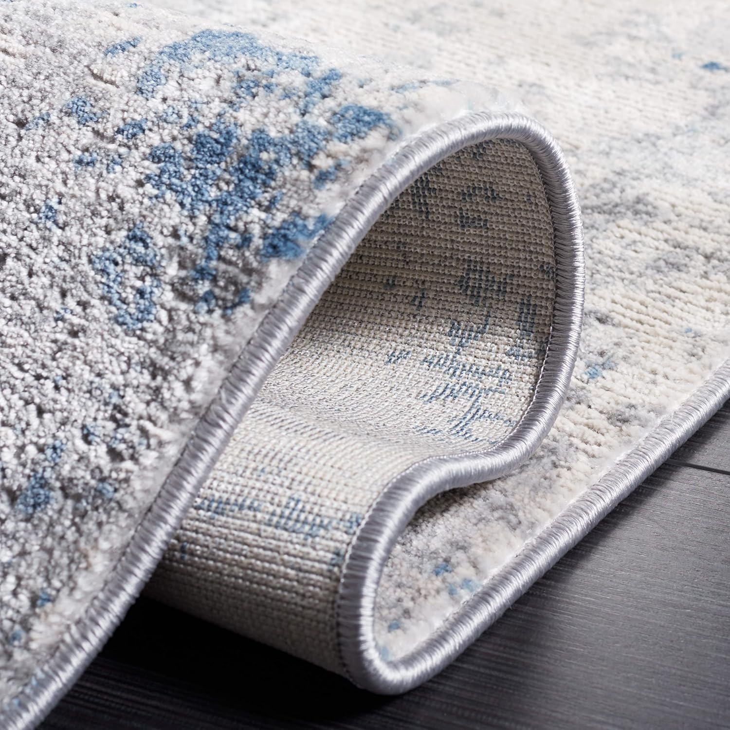 SAFAVIEH Invista Collection Area Rug - 6'7' Square, Grey & Blue, Modern Abstract Design, Non-Shedding & Easy Care, Ideal for High Traffic Areas in Living Room, Bedroom (INV481F)