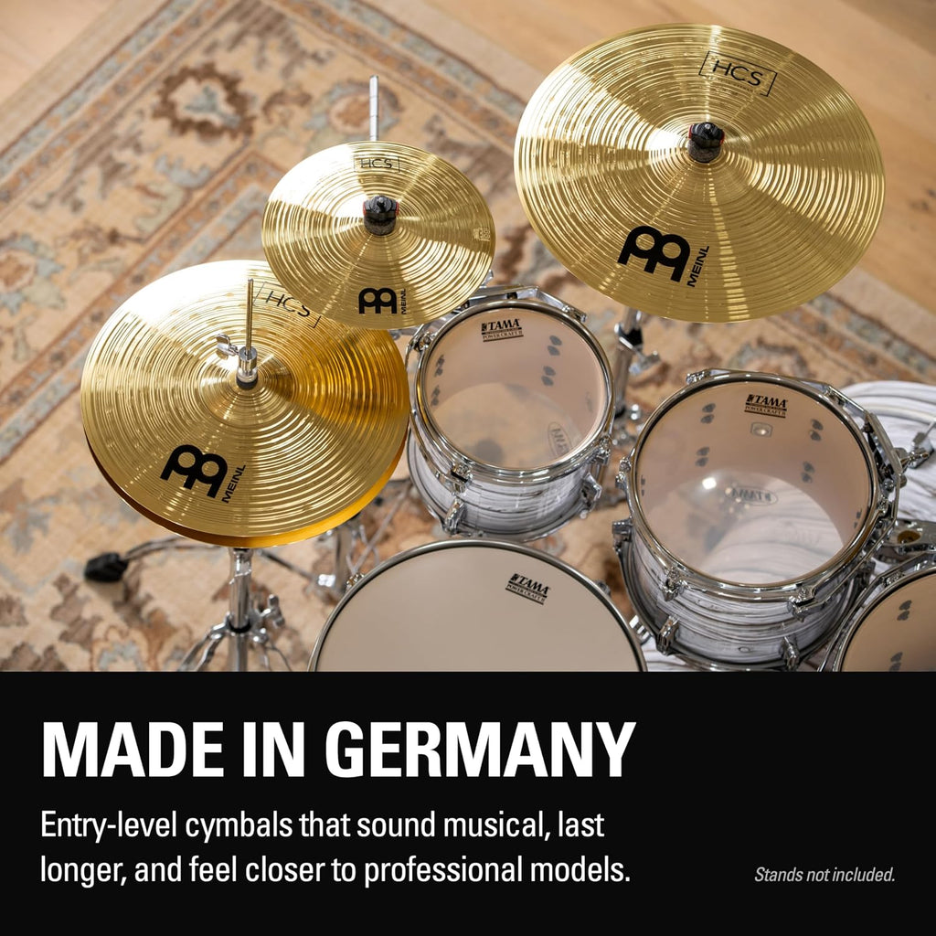 Meinl Cymbals Super Set Box Pack with 14' Hihats, 20' Ride, 16' Crash, 18' Crash, 16' China, and a 10' Splash – HCS Traditional Finish Brass – Made In Germany, 2-YEAR WARRANTY (HCS-SCS)