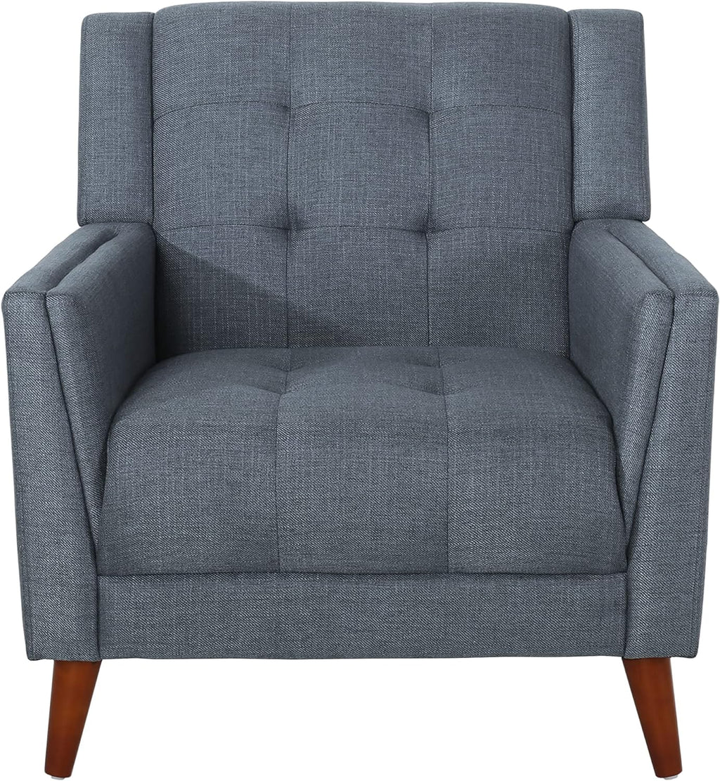 Christopher Knight Home Evelyn Mid Century Modern Fabric Arm Chair, Dark Gray, Walnut