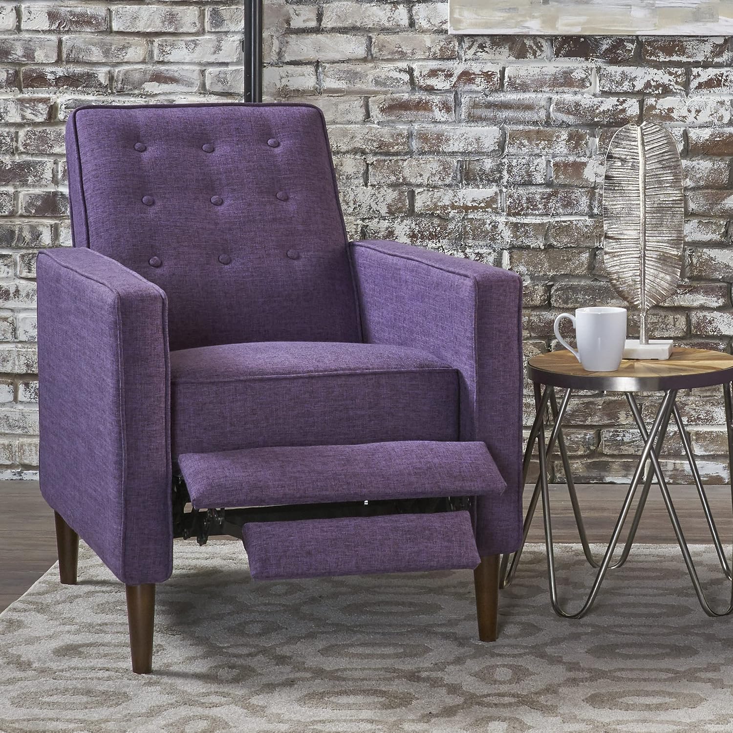 Christopher Knight Home Mervynn Mid-Century Modern Fabric Recliner,polyester, Muted Purple / Dark Espresso