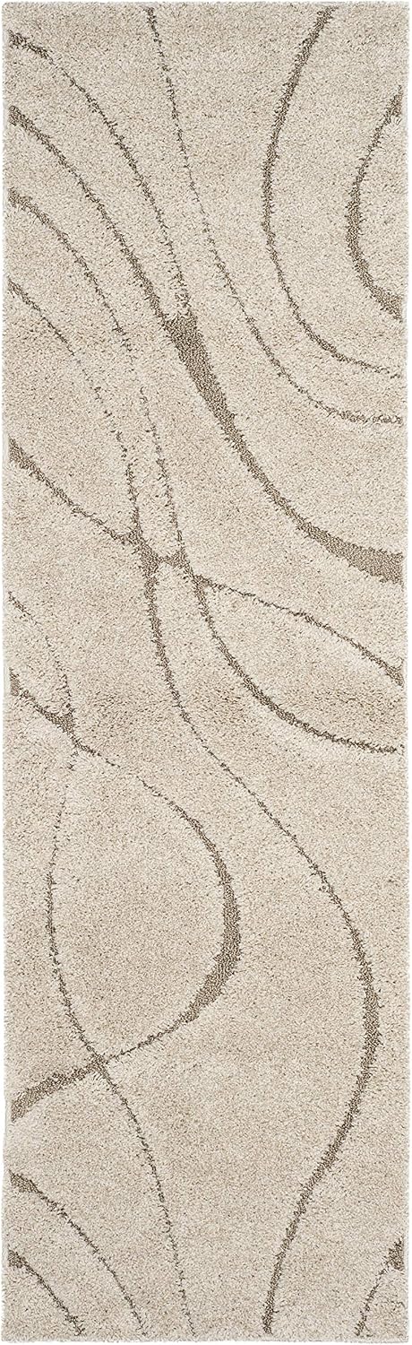 SAFAVIEH Florida Shag Collection Runner Rug - 2'3' x 17', Cream & Beige, Non-Shedding & Easy Care, 1.2-inch Thick Ideal for High Traffic Areas in Living Room, Bedroom (SG471-1113)