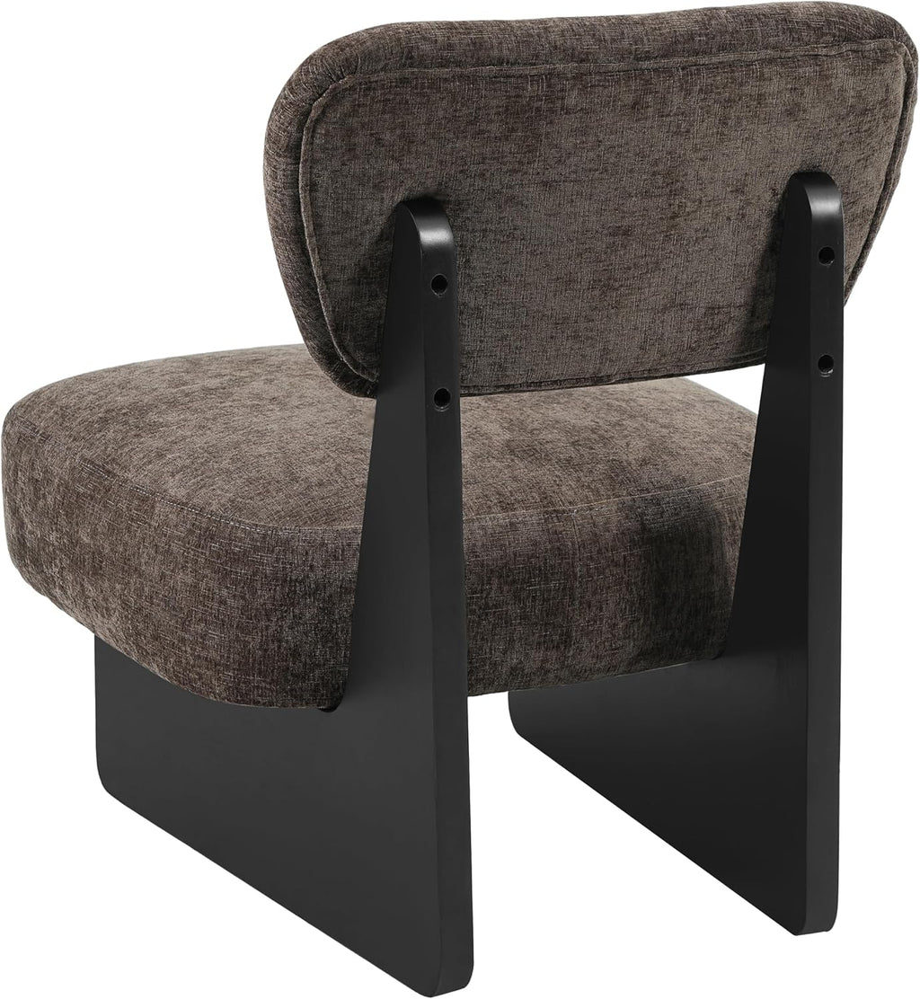 Christopher Knight Home Mores Low Profile Accent Chair Set of 2, Modern Living Room Armless Lounge Chair, Fabric Comfy Reading Chair for Bedroom, Wooden Frame and Thick Padded Seat, Black+Dark Brown