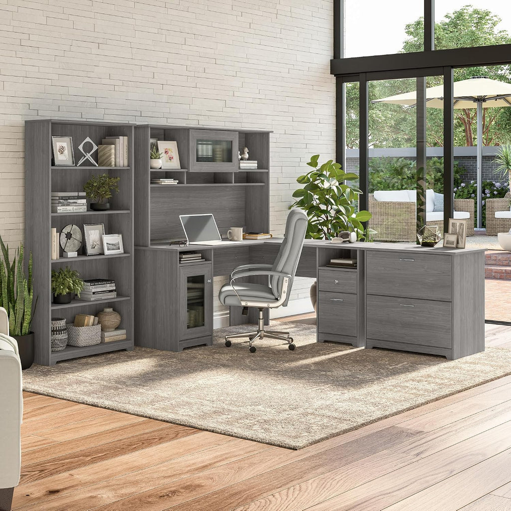 Bush Home Cabot 2 Drawer Lateral File Cabinet in Modern Gray, Home Office Chest for Letter, Legal, and A4-size Document Storage