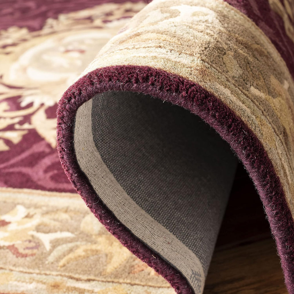 SAFAVIEH Empire Collection Runner Rug - 2'6' x 8', Dark Red & Dark Beige, Handmade Traditional European Wool, Ideal for High Traffic Areas in Living Room, Bedroom (EM414A)