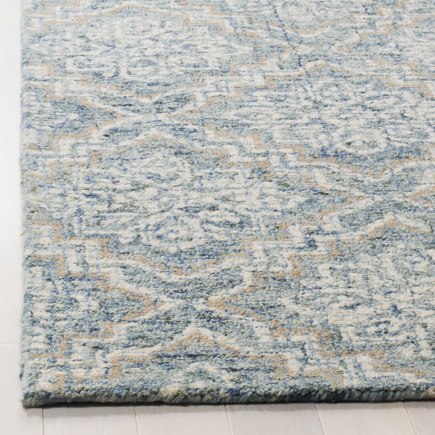 SAFAVIEH Abstract Collection Accent Rug - 4' x 6', Blue & Grey, Handmade Wool, Ideal for High Traffic Areas in Entryway, Living Room, Bedroom (ABT201A)