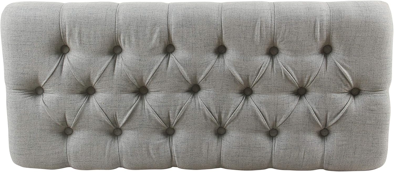 Homepop Home Decor Tufted Ainsley Button Storage Ottoman Bench with Hinged Lid Ottoman Bench with Storage for Living Room & Bedroom, Light Blue 18x40x18 Inches