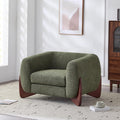 Christopher Knight Home Holly Modern Boucle Fabric Upholstered Club Chair for Living Room, Home Office, Apartment, Relaxing Chair with Removable Cushion and Birch Wood Legs, Olive Green+Walnut