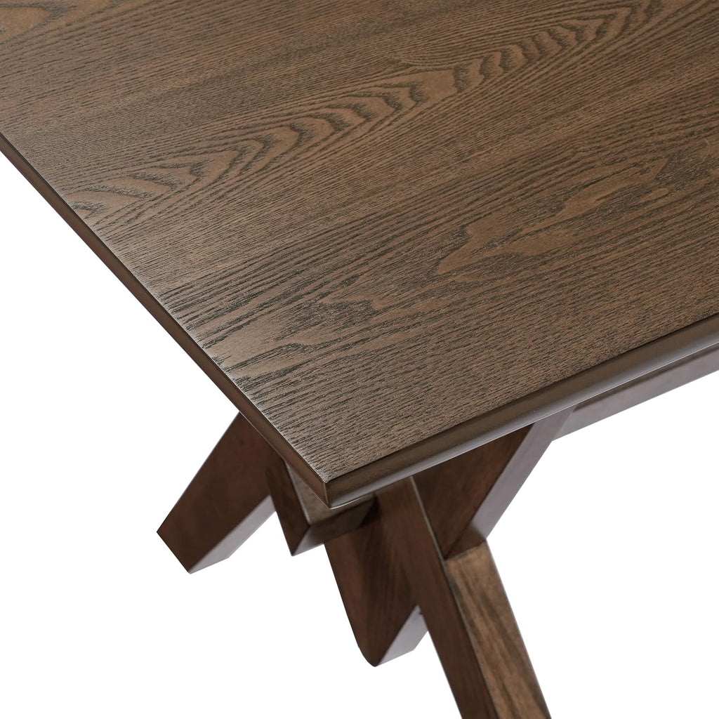 Christopher Knight Home Hiro 63 Inch Dining Table for 6 People, Modern Farmhouse Kitchen Table with Double V Legs, Wooden Rectangular Kitchen and Dining Room Furniture, Home Office, Walnut
