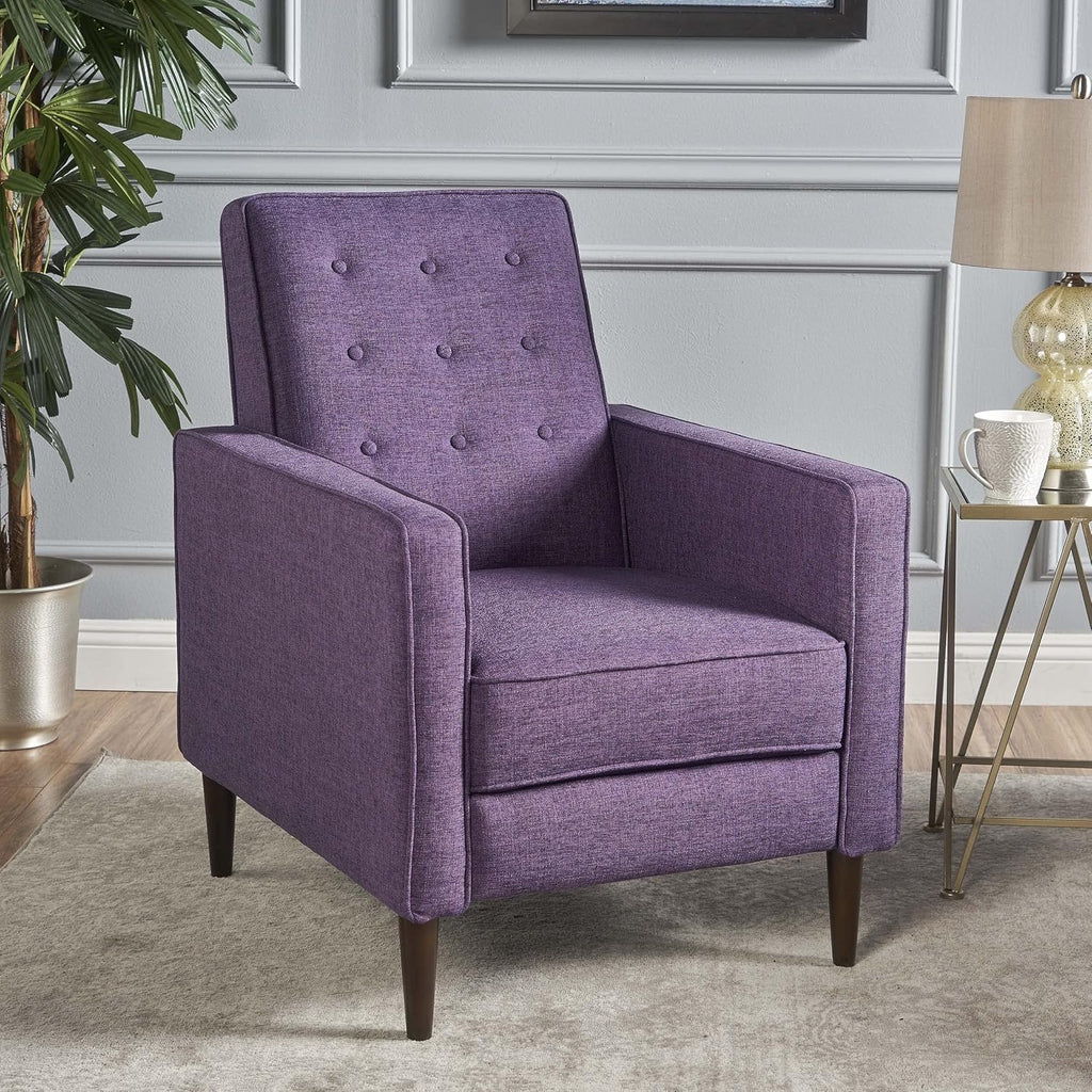 GDFStudio Christopher Knight Home Mervynn Mid-Century Modern Fabric Recliners, 2-Pcs Set, Muted Purple / Dark Espresso