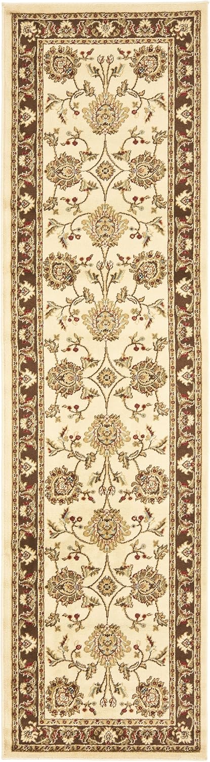 SAFAVIEH Lyndhurst Collection Runner Rug - 2'3' x 16', Ivory & Brown, Traditional Oriental Design, Non-Shedding & Easy Care, Ideal for High Traffic Areas in Living Room, Bedroom (LNH555-1225)