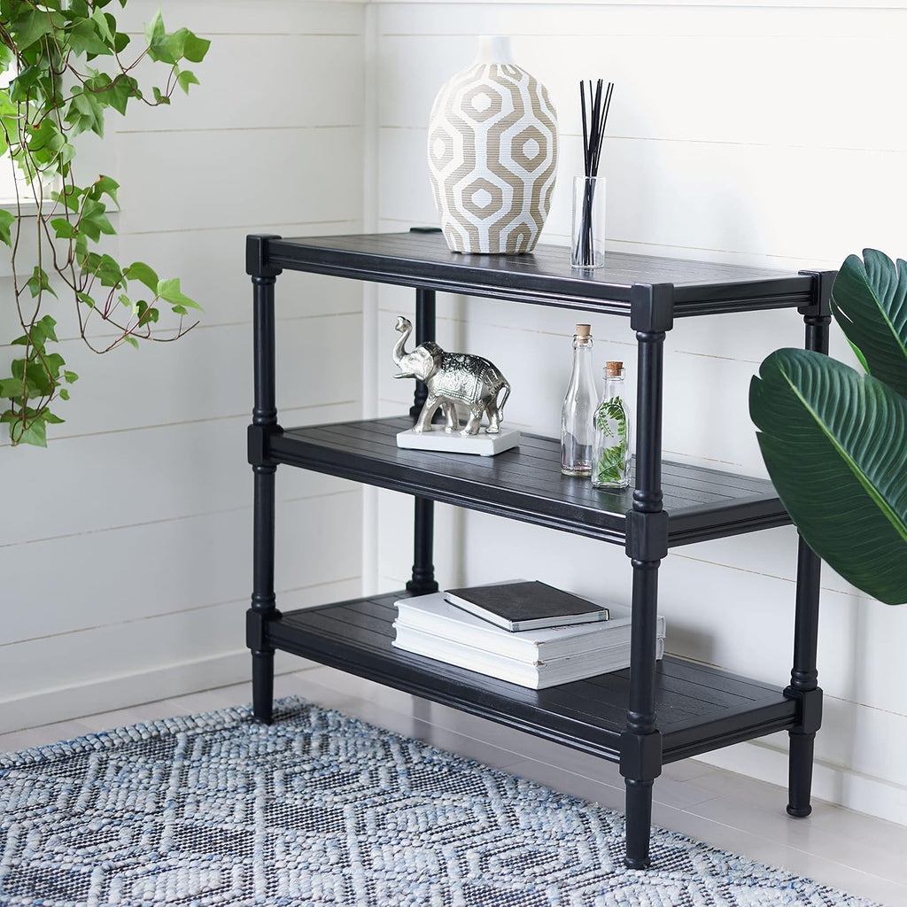 SAFAVIEH Home Collection Rafiki Black 3-Shelf Console Table CNS5715B