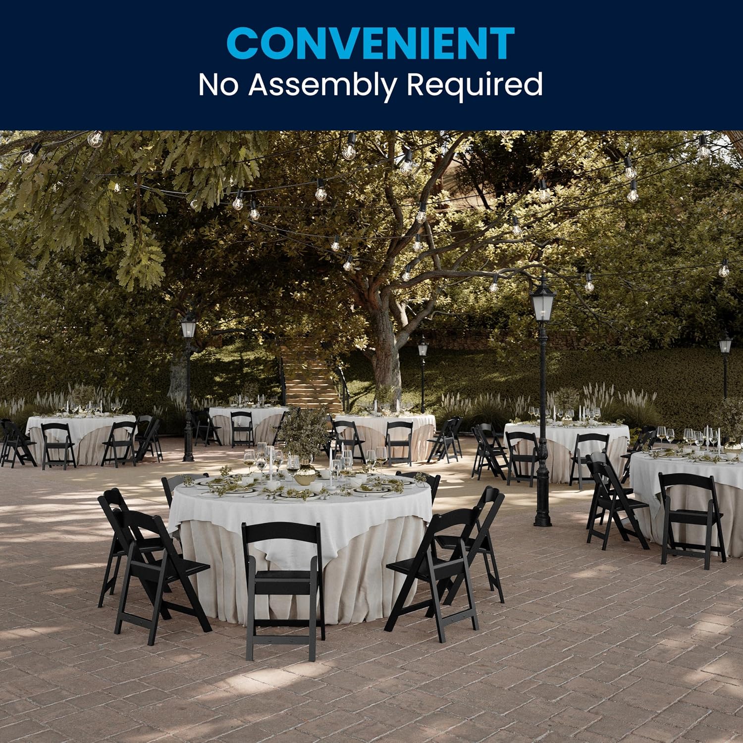 Flash Furniture Hercules Series Folding Chairs for Weddings and Formal Events, Stackable Commercial Event Seats with 1,000-lb. Static Weight Capacity, Set of 4, Black