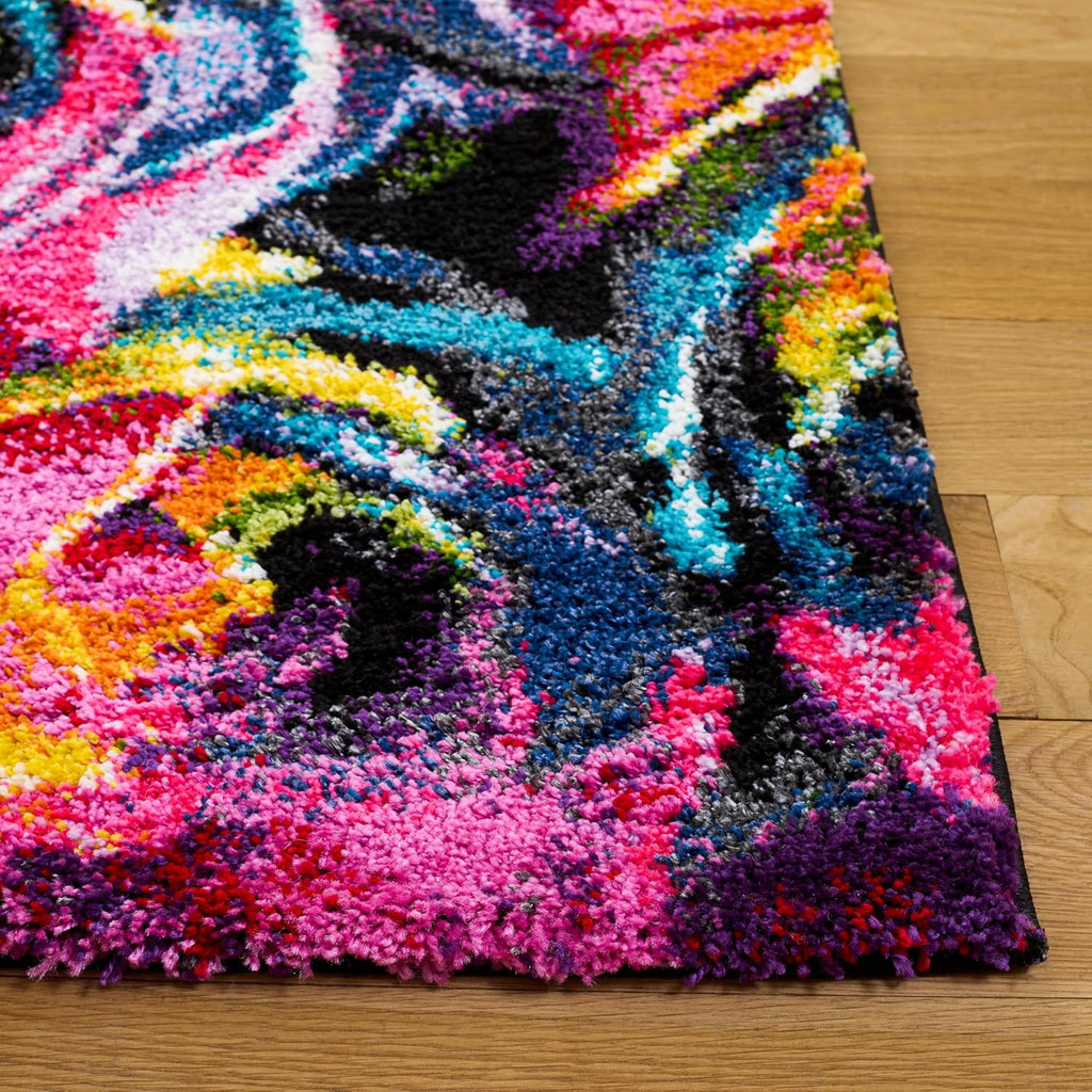 SAFAVIEH Fiesta Shag Collection Area Rug - 9' x 12', Fuchsia & Multi, Rainbow Rose Design, Non-Shedding & Easy Care, 0.5-inch Thick Ideal for High Traffic Areas in Living Room, Bedroom (FSG366B)