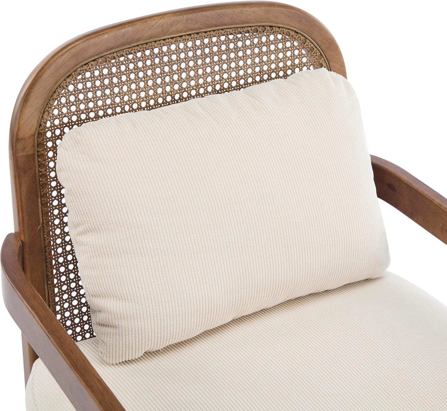 Christopher Knight Home Nadine Wooden Club Chairs Set of 2, Club Chair, Rattan Open Back Armchair, Accent Reading Sofa Chair with Cushions, Accent Chairs Set for Living Room Bedroom, Beige Stripe