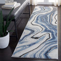 SAFAVIEH Craft Collection Runner Rug - 2'3' x 16', Blue & Grey, Modern Abstract Design, Non-Shedding & Easy Care, Ideal for High Traffic Areas in Living Room, Bedroom (CFT819M)