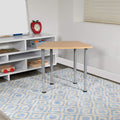 Flash Furniture Billie Hex Natural Collaborative Student Desk (Adjustable from 22.3' to 34') - Home and Classroom