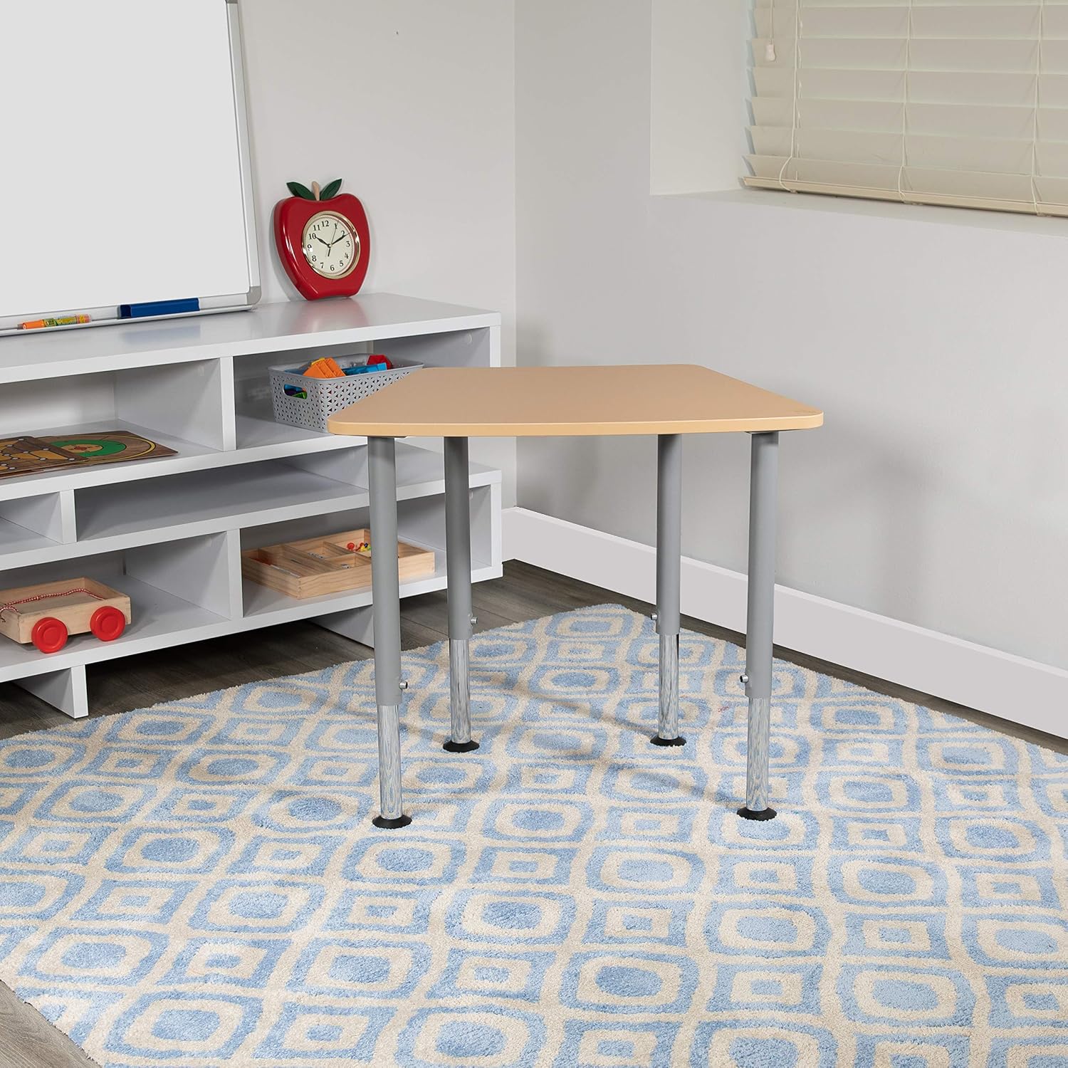 Flash Furniture Billie Hex Natural Collaborative Student Desk (Adjustable from 22.3' to 34') - Home and Classroom