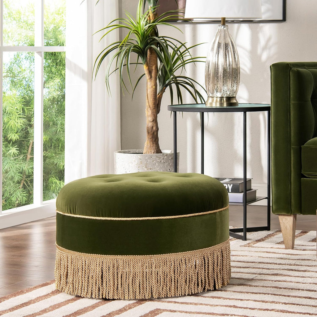 Jennifer Taylor Home Yolanda 24' Round Upholstered Accent Ottoman, Medium