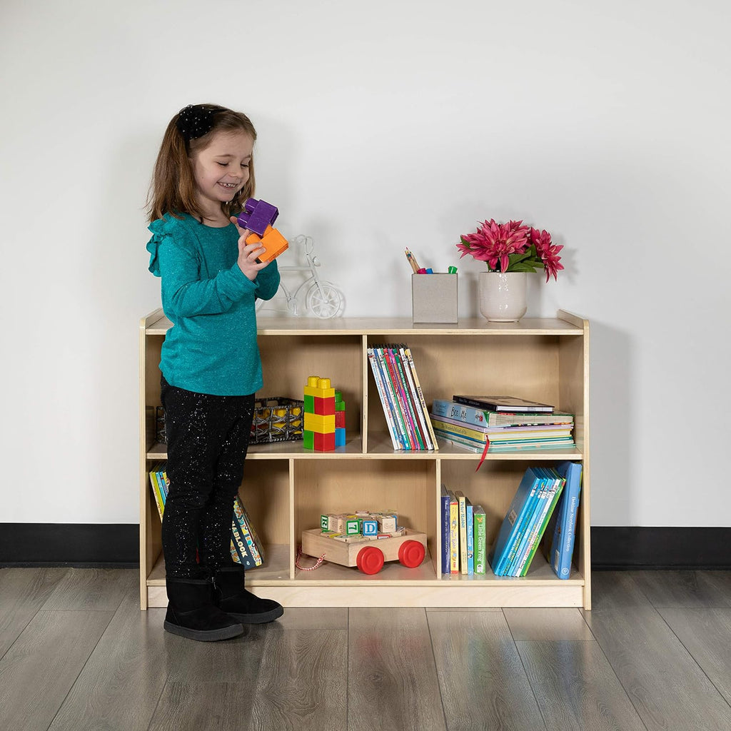 Flash Furniture Hercules Series Wooden 5-Section Classroom Storage Cabinet, School Classroom Storage Cabinet with 5 Cubbies, 24'H x 36'L, Natural