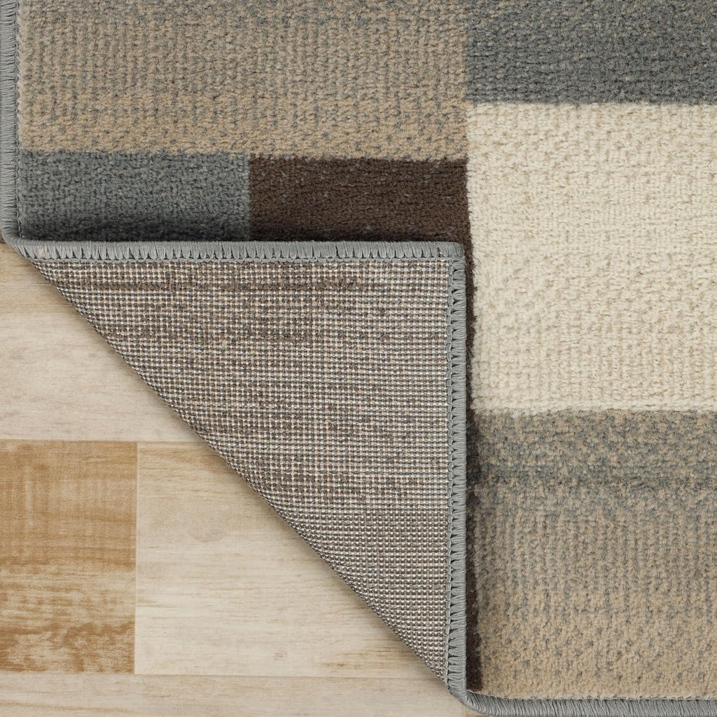 Superior Indoor Area Rug, Jute Backing, Home Decor for Bedroom, Living Room, Office, Kitchen, Hallway, Floor Cover, Patchwork, Color Block, Plush, Clifton Collection, 9' x 12', Grey
