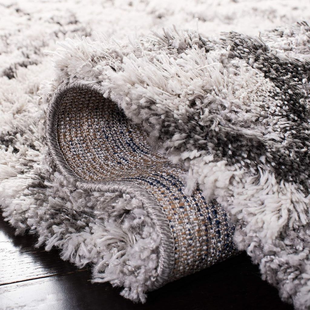 SAFAVIEH Horizon Shag Collection X-Large Area Rug - 11' x 15', Grey & Ivory, Abstract Design, Non-Shedding & Easy Care, 2-inch Thick Ideal for High Traffic Areas in Living Room, Bedroom (HZN894F)
