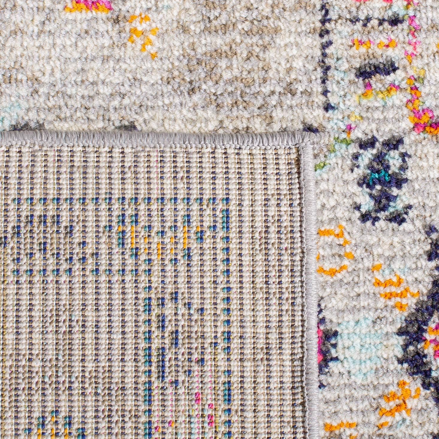 SAFAVIEH Madison Collection Runner Rug - 2'2' x 22', Grey & Blue, Boho Chic Medallion Distressed Design, Non-Shedding & Easy Care, Ideal for High Traffic Areas in Living Room, Bedroom (MAD468F)
