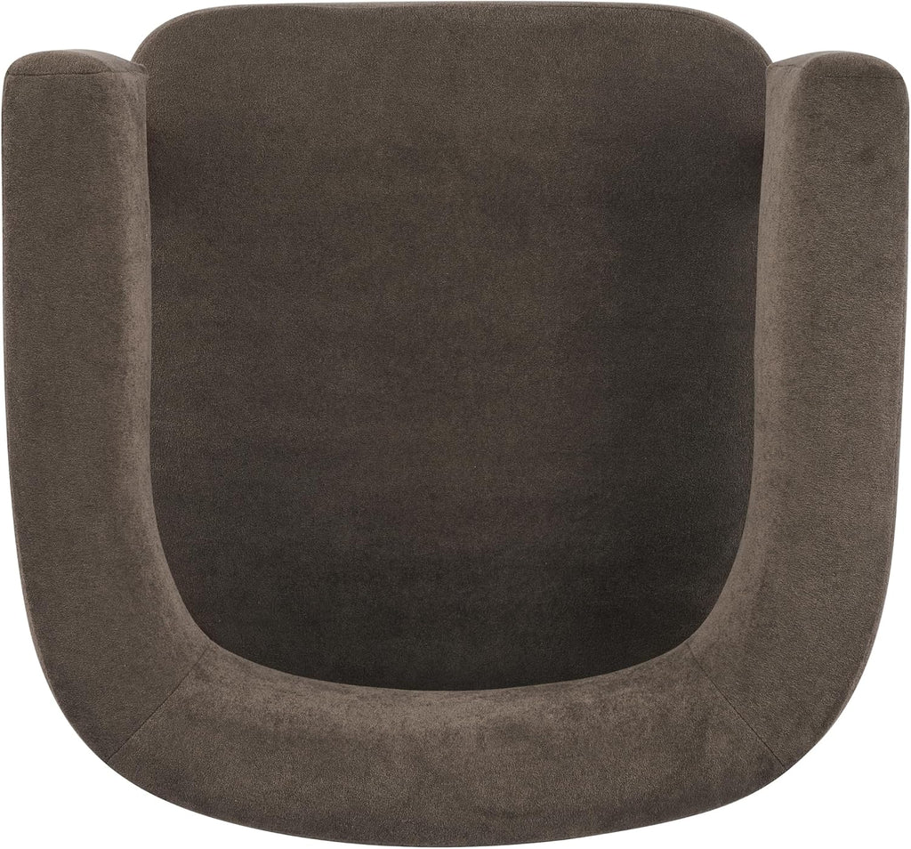 Christopher Knight Home Carly Low Profile Accent Chair, Boucle Upholstered Barrel Chair, Comfy Reading Chair for Bedroom, Wooden Single Lounge Sofa, Dark Brown