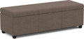 SIMPLIHOME Avalon Extra Large Storage Ottoman Bench - 54 inch Wide Upholstered Linen Look Fabric Rectangular Lift-Top Ottoman in Fawn Brown, Contemporary Bench for Living Room with Hidden Storage