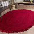 SAFAVIEH Braided Collection Oval Rug - 5' x 8' Oval, Red & Multicolored, Casual Design, Ideal for High Traffic Areas in Kitchen, Bedroom & Home Office (BRD451Q-5OV)