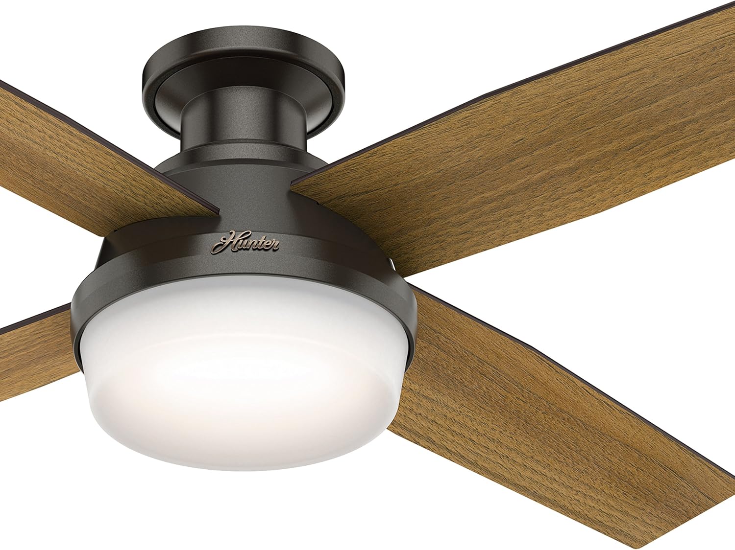 Hunter Fan 52 inch Contemporary Noble Bronze Finish Indoor Ceiling Fan with LED Light Kit and Remote Control (Renewed)