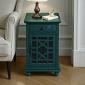 Martin Svensson Home Elegant Chairside End Table with Power — 24″W x 16″D x 25″H, Seamoss Green — Transitional Painted Accent Table with Flip-Top USB Charging, Drawer & Cabinet Storage