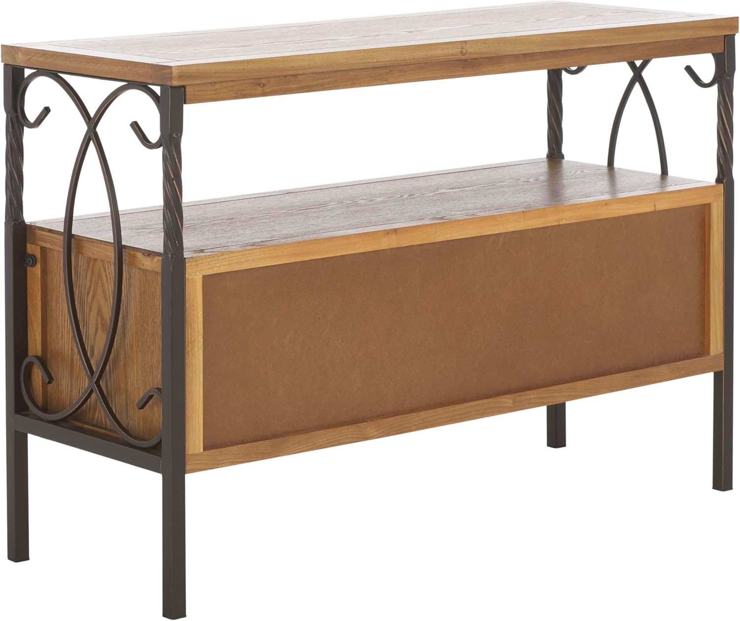 SAFAVIEH Home Collection – Joshua Oak Brown 3-Drawer Console Table with Shelf, Wicker Front Storage Drawers, Farmhouse-Inspired Accent Console for Entryway or Living Room (AMH6532C)
